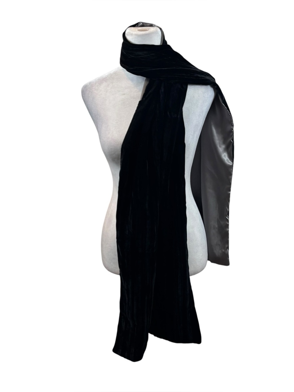 Black Velour and Grey Satin Formal‎ Scarf